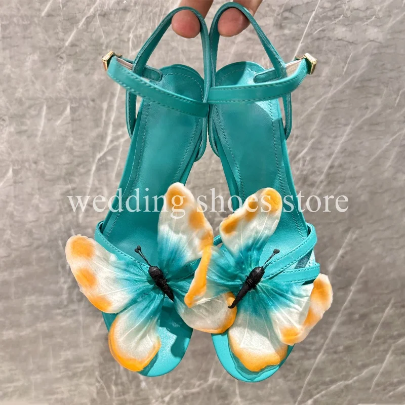 New High Heels for Women Butterfly Knot High-Heeled Sandals Round Toe Stiletto Heels Luxury Wedding Party Woman Sandals 10CM