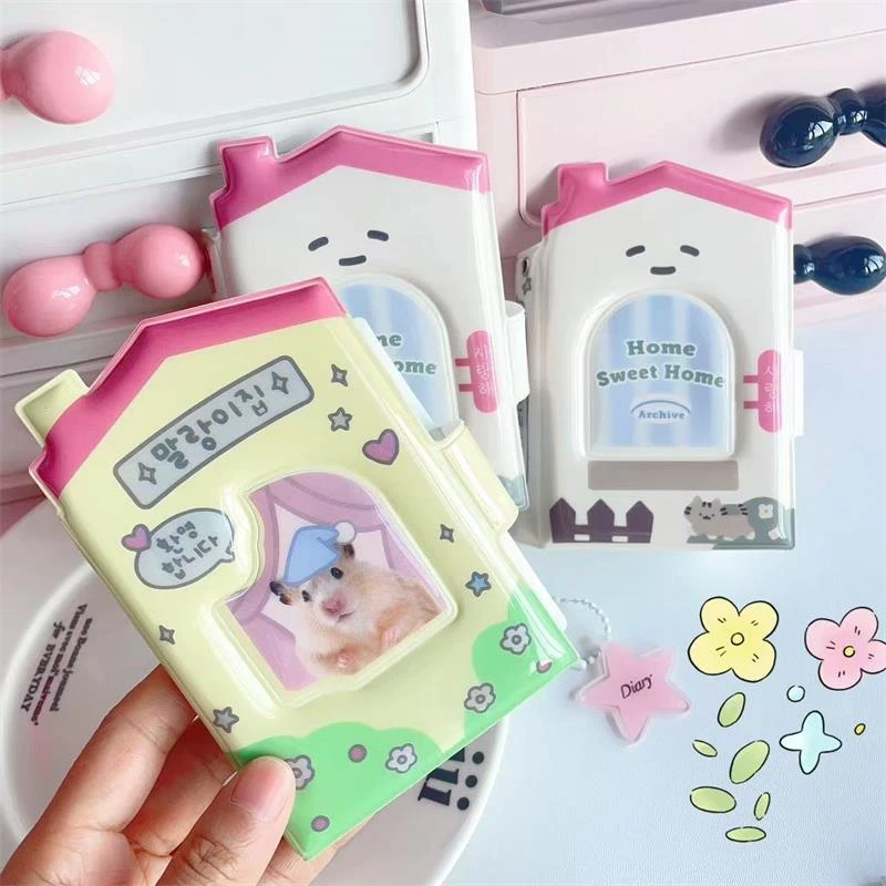 Sweet Cute House Shape 32 Card Slots Card Book Portable Card Album Idol Photo Display Storage Album Portable Card Sleeves Gifts