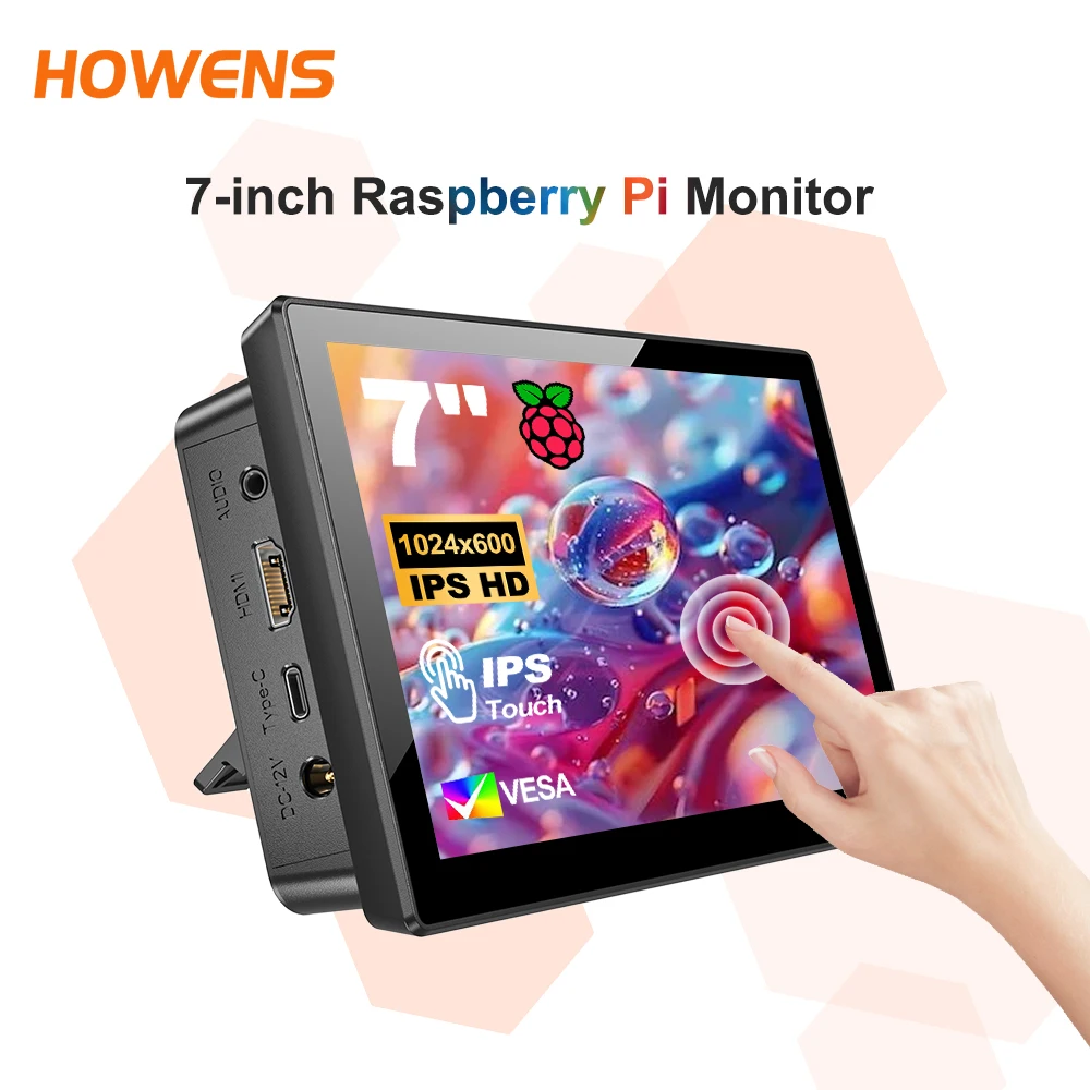 Raspberry Pi 7 inch 1024x600 LCD Touchscreen Monitor for Raspberry Pi 5 4 4B 3 2 B+ Zero HDMI USB DIY MINI PC Display With Fans