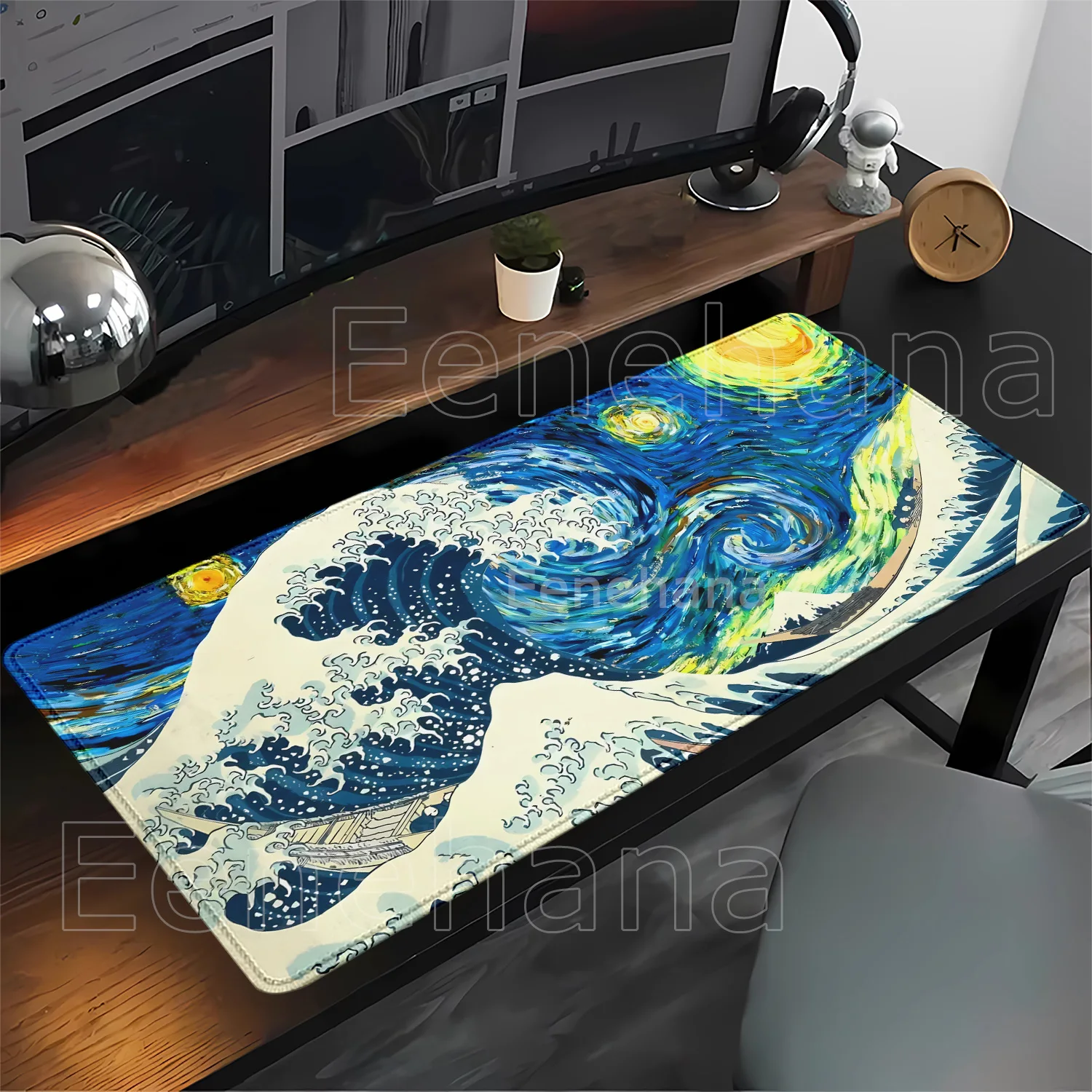 Starry Night Waves Mouse Pad Large PC Computer Office Accessories Rubber Mousepad Anti-slip HD Printing Gaming Keyboard Desk Mat
