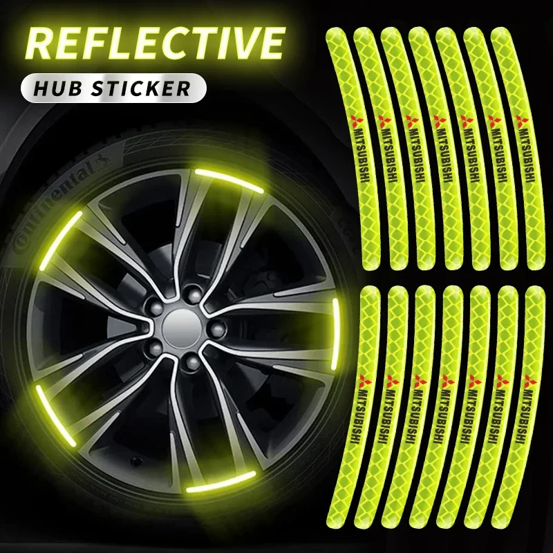 5/10/15/20pcs Luminous Car Wheel Hub Stickers High Reflective Stripe Tape For Mitsubishi Outlander Lancer EX ASX L200 RALLIART