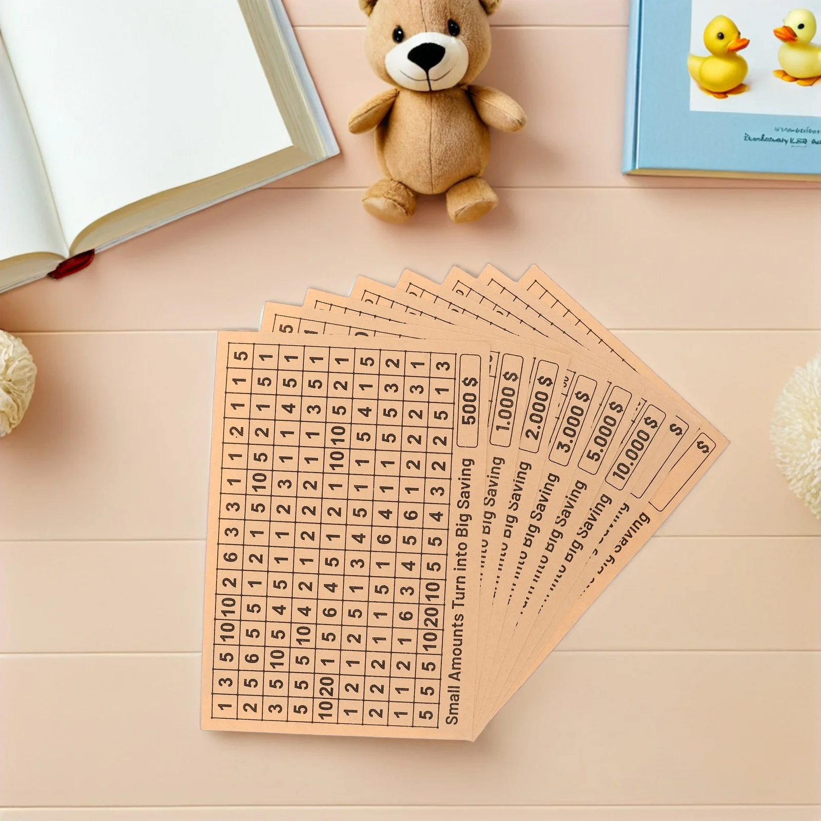 

2 set 2 Sets Dollar Design Piggy Bank Stickers Diy Money Saving Challenge Sheets Coin Bank Labels Cash Box Track Charts For Kids