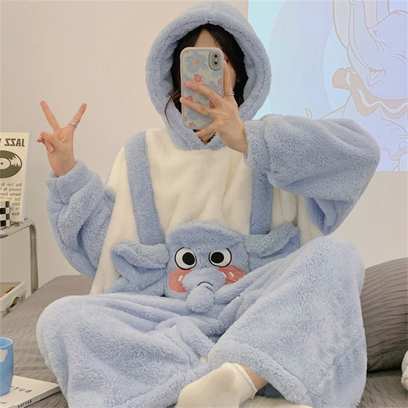 Autumn and Winter Sweet Cartoon One-piece Pajamas Full Body Pajama Kigurumi Animal Flannel Sleepwear Cosplay Costume Loungewear