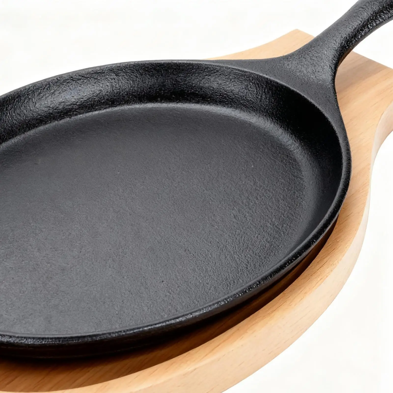 

Чугунная сковорода с выравнивающим нагревом, большая с деревянным подносом, сковороды с антипригарным покрытием для жарки в помещении и на открытом воздухе, кухонная плита для барбекю, гриля