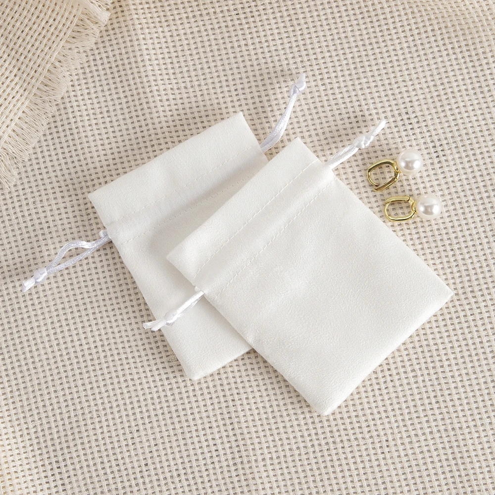 Soft Flannel Jewelry Bags 5Pcs with Drawstring Durable Storage Pouches for Rings Earrings Bangles and Small Vintage Ornaments