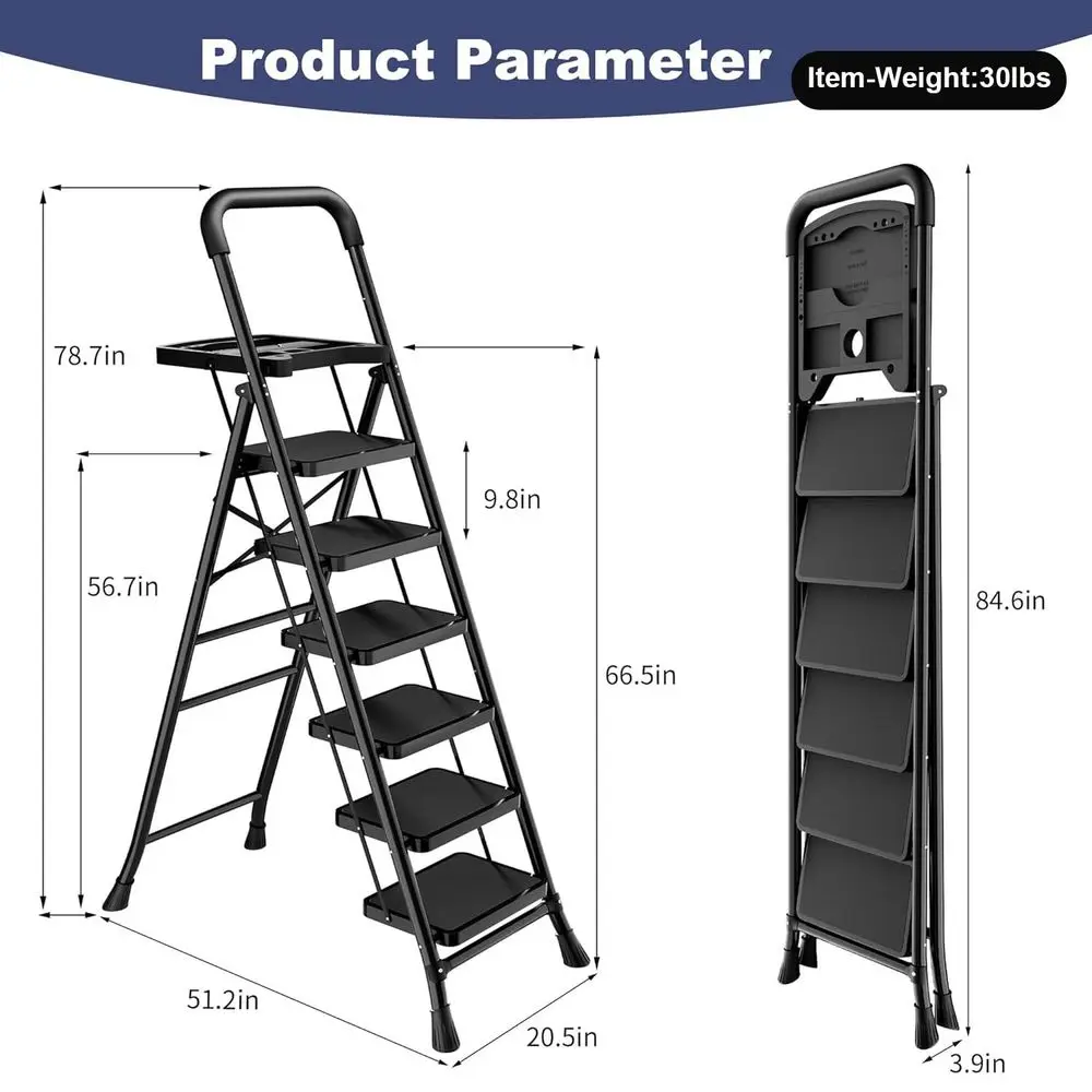 

Ladder with Platform,Folding Step Stool,Heavy Duty Step Ladders with AntiSlip Widen Pedals,Handrail,SafeLock Design,Step Ladder