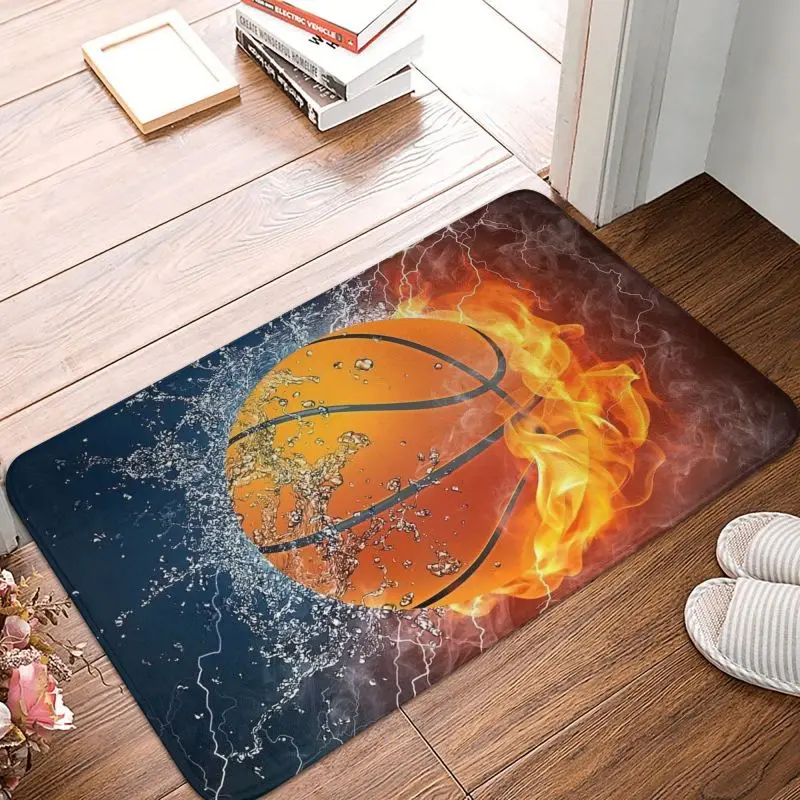 Basketball Ice And Fire Door Floor Bath Kitchen Mat Anti-Slip Indoor Sport Player Doormat Garden Entrance Carpet Rug