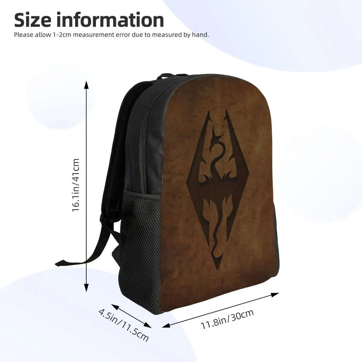 3D Print Skyrim Worn Leather Emboss Backpack for Boys Girls School College Travel Bags Women Men Bookbag Fits 15 Inch Laptop