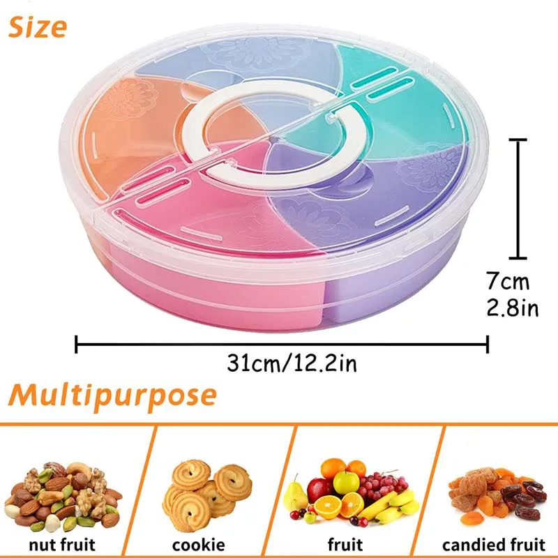 Multi-function Food Storage Tray with Lid Food Containers Tray To Keep for Nuts and Candy Dried Fruit Snack Plate Serving Platte