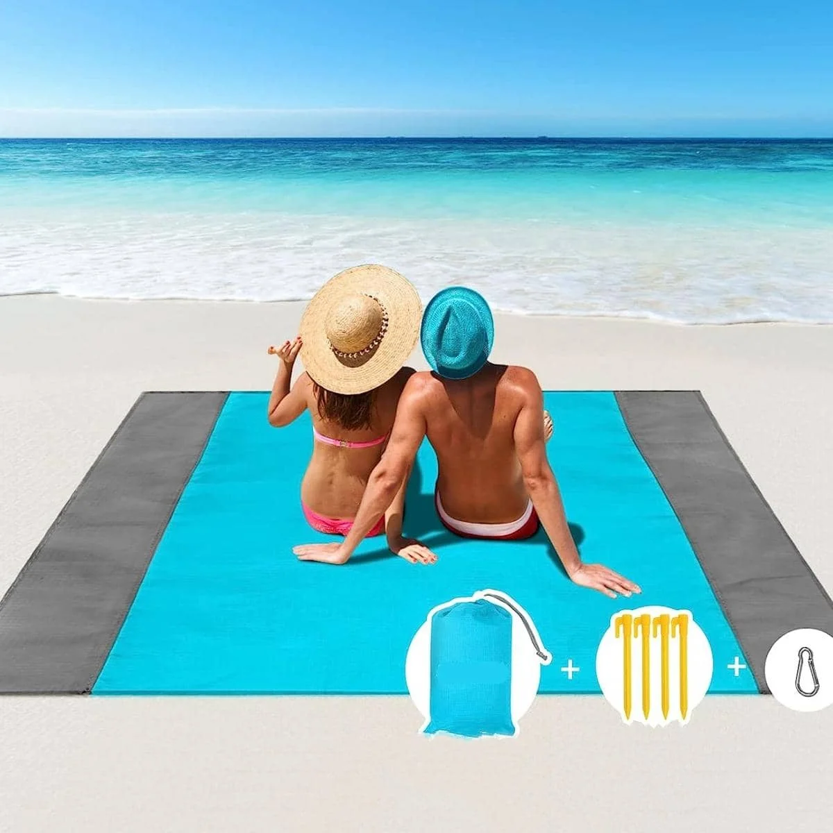

1PC foldable outdoor camping and picnic beach mat, polyester plaid camping and picnic mat(blue/orange)