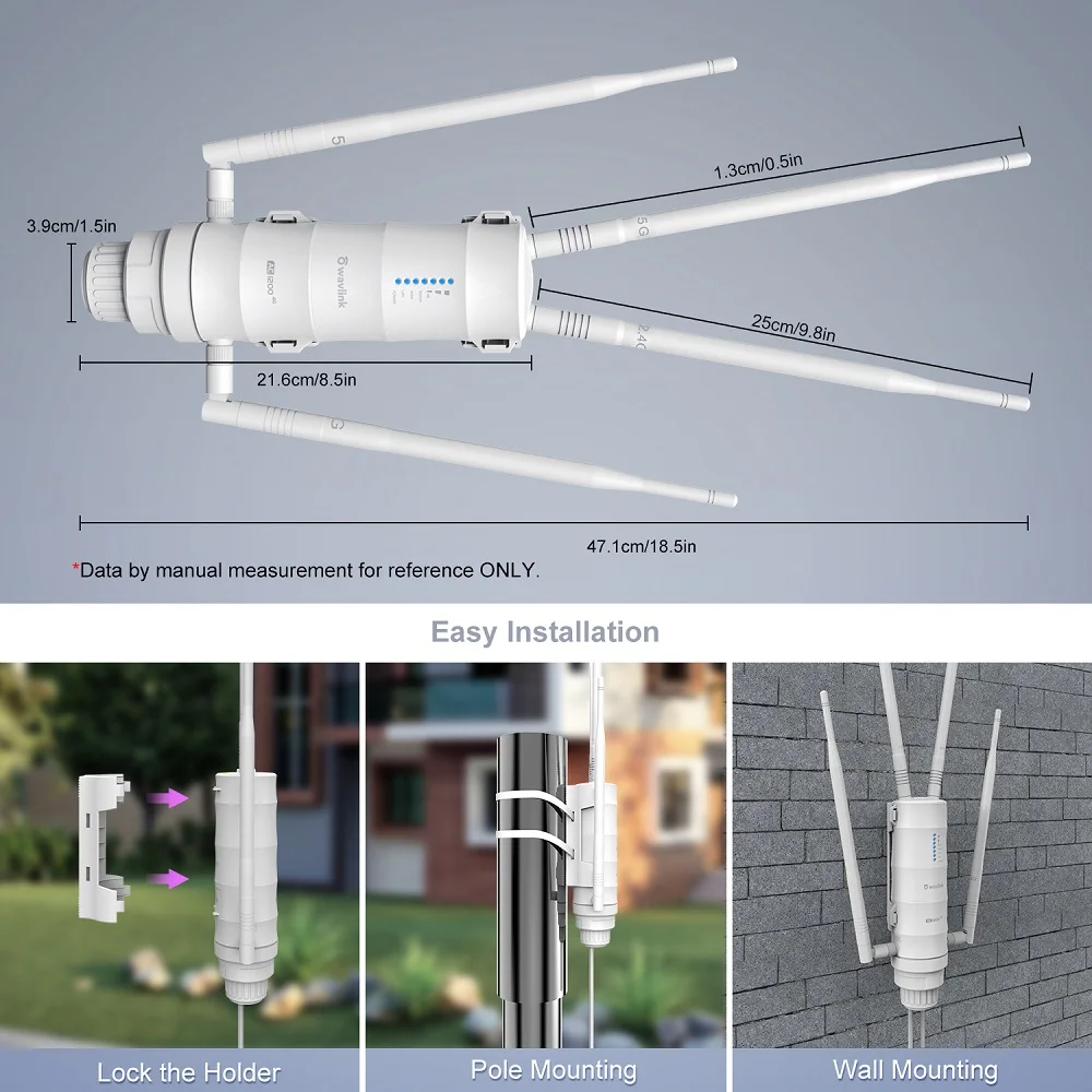 Imagem -06 - Wavlink 4g Lte Ac1200 Roteador Wi-fi ao ar Livre de Alta Potência com Slot para Cartão Sim 5g 2.4g1000mbps Ethernet Wan Lan Porta Roteador de Longa Distância