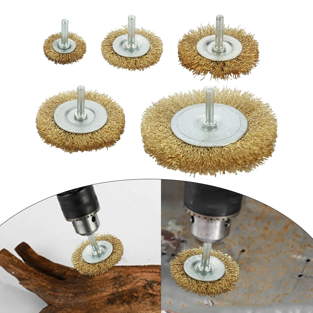 6mm Shank Copper Plating Stainless Steel Wire Wheel Brush Grinder Rotary Tool For Rust Paint Removal Descaling Deburring