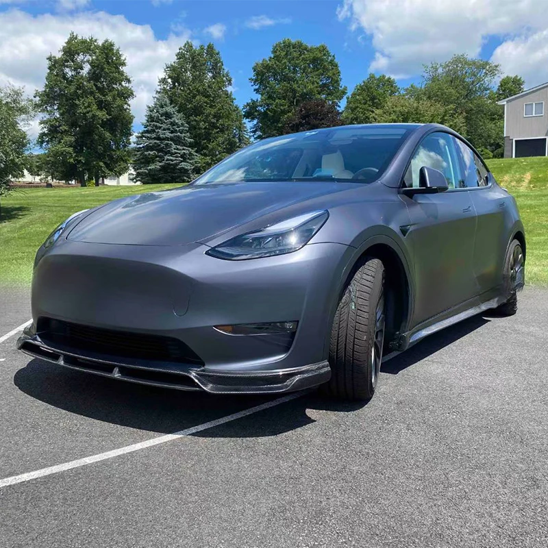 

High Quality Carbon Fiber Body Kit Front Rear Lip Side Skirt for Tesla Model Y, Black Screw-On Bumper Accessories