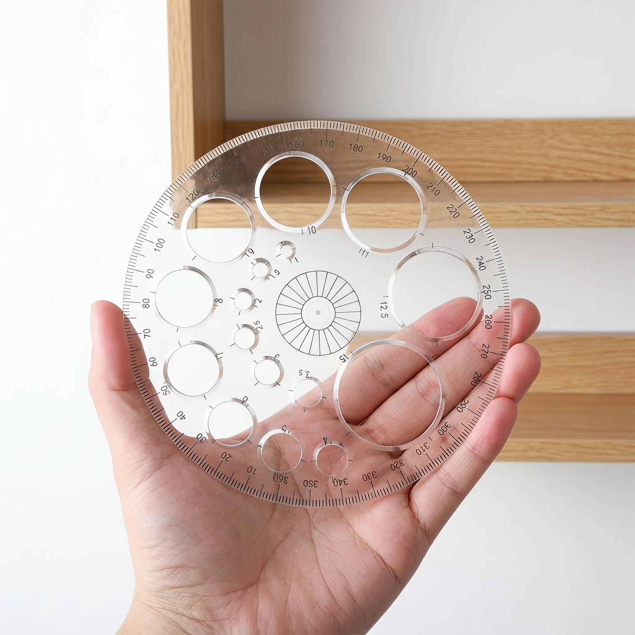 10PCS Circle Stencil Template Set Multi Size Round Circle Ruler Transparent 360 Degree Protractor Drawing Measuring Tool