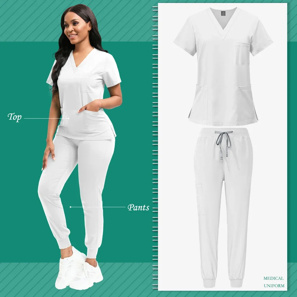 Slim Fit Frauen Peelings setzt Krankenhaus medizinische Uniformen Krankens ch western Zubehör Zahnklinik Schönheits salon Spa Arbeits kleidung Peelings Tops Hose