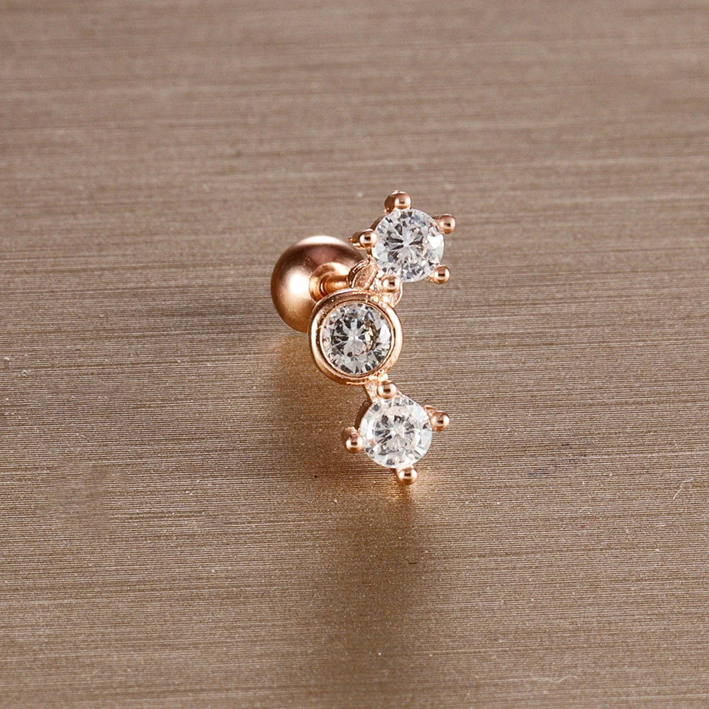 Mini Zircon Cartilage Piercing Stud Earring, 6 Styles