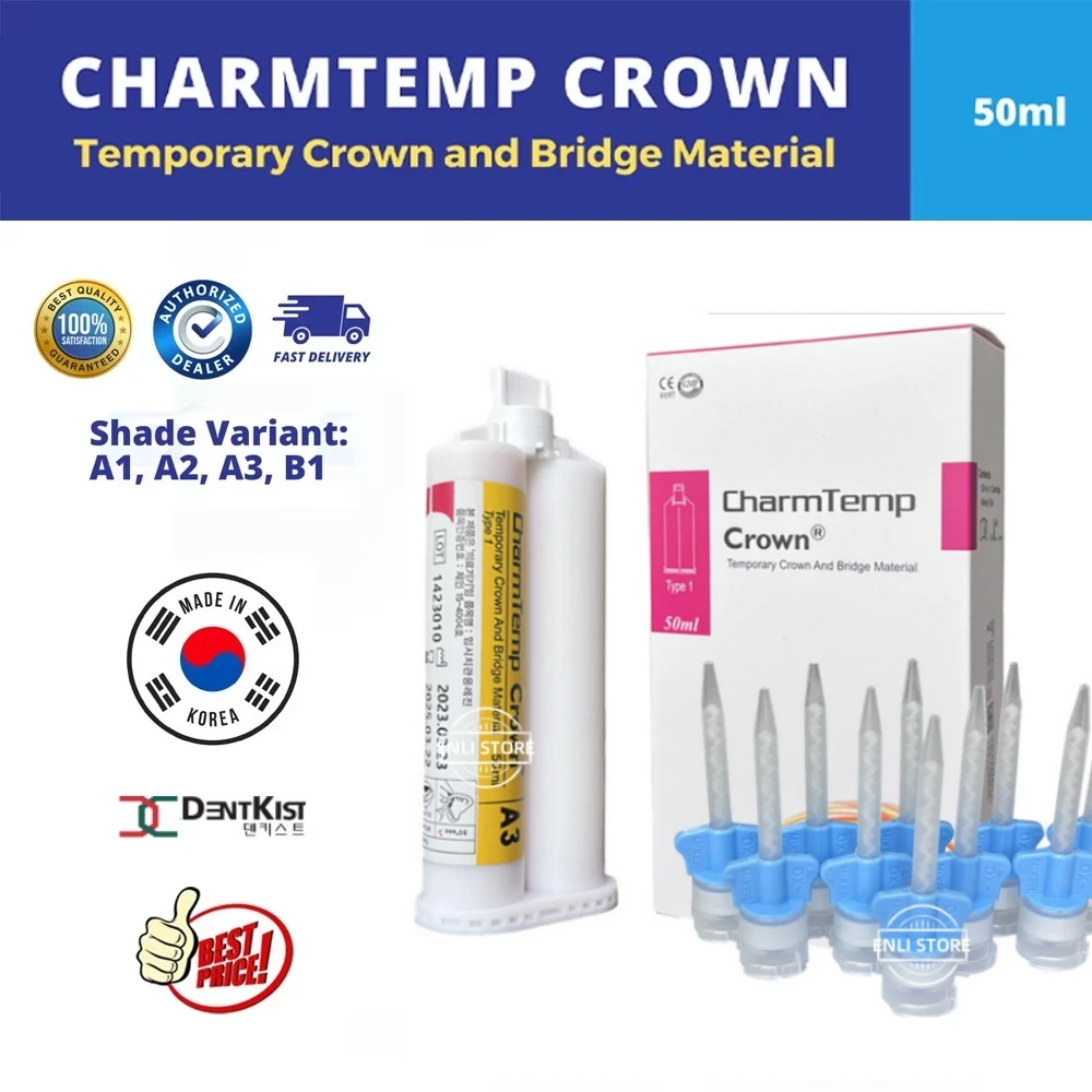 Dental Temporary Crown Bridge Material DMG Luxatemp Style A1 A2 A3 Shade Mixing Tips Impression Dispensing Mixing Gun 1:1