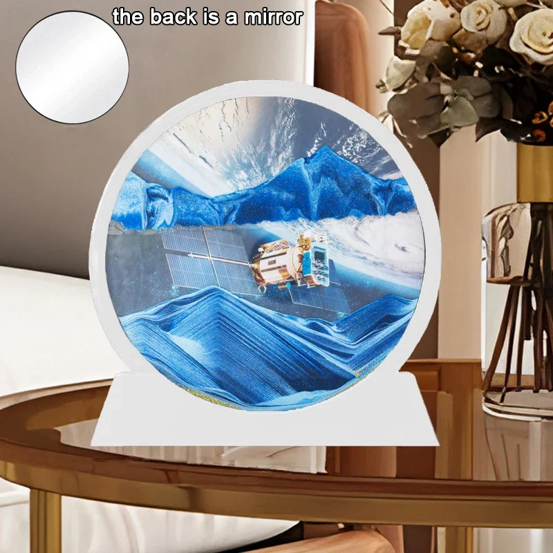 3D Desert Sandscape Moving Sand Art Picture Round Glass Deep Sea Hourglass Quicksand Craft Flowing Sand Painting Home Decor Gift