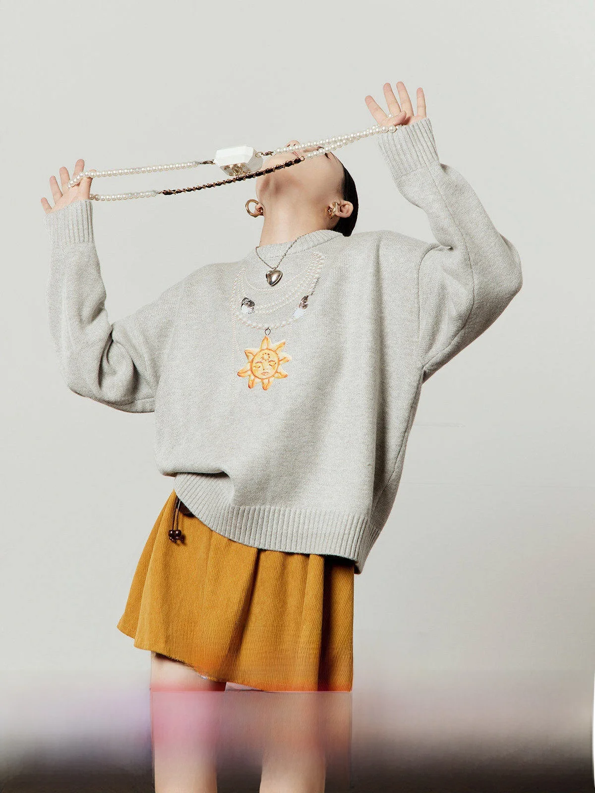 

Вязаный свободный женский свитер с принтом и узором, осенняя новинка, теплый, с круглым вырезом, длинными рукавами, повседневный, модный