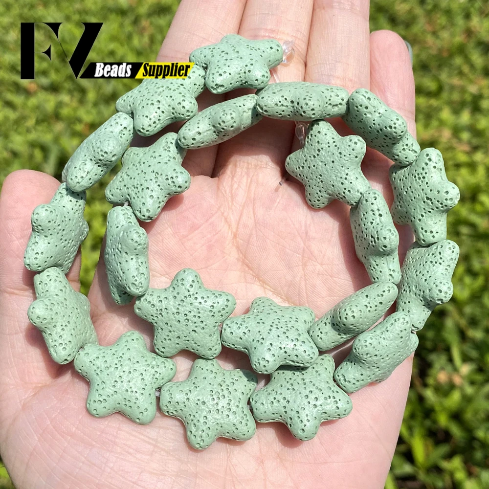 20mm Natural Volcanic Rock Stone Beads Colorful Star Shape Lava Beads for Jewelry Making Findings Fit DIY Bracelet Accessories