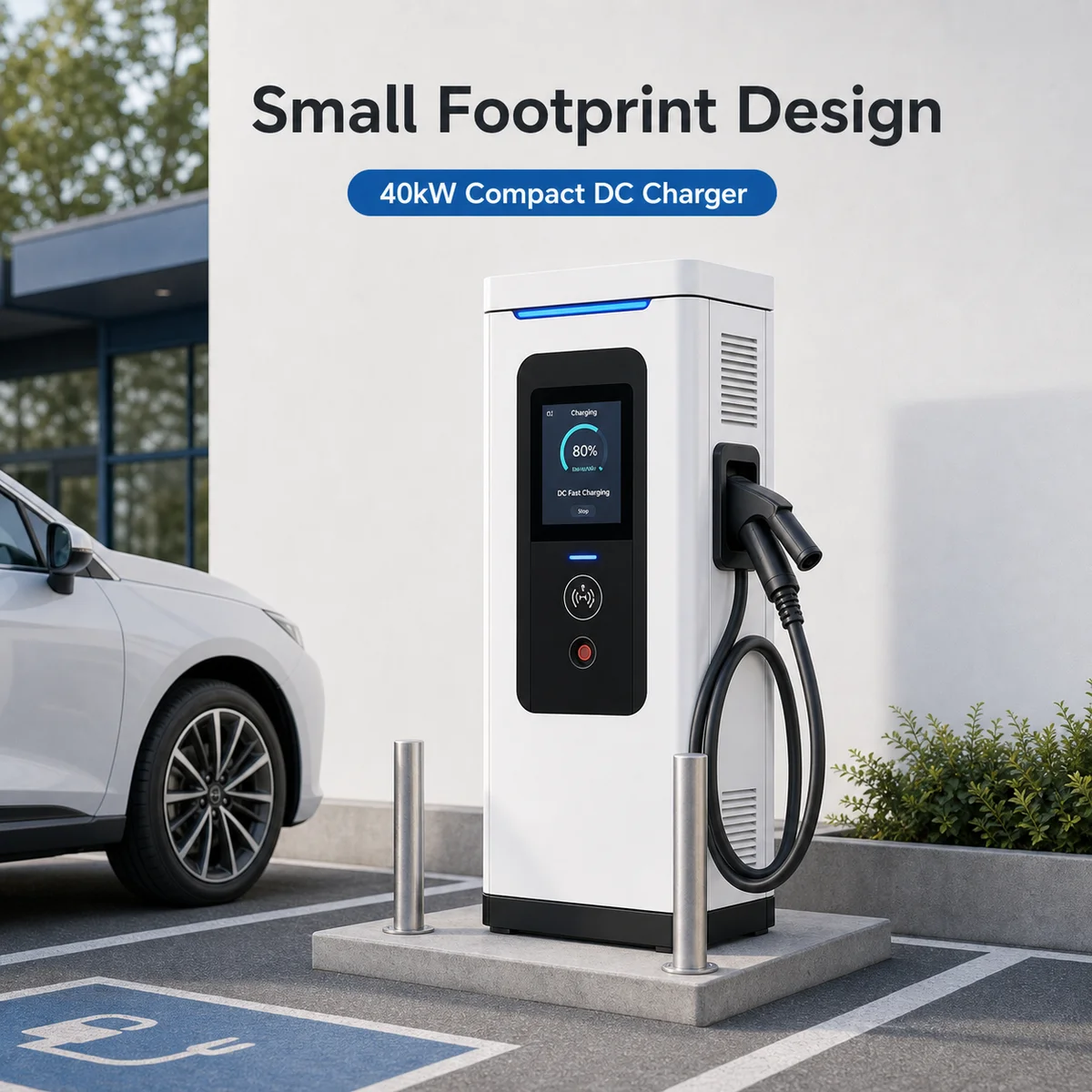 40kW Compact DC Fast Charger Movable EV Charging Station  4G for Car Dealership Service Shop Residential Community