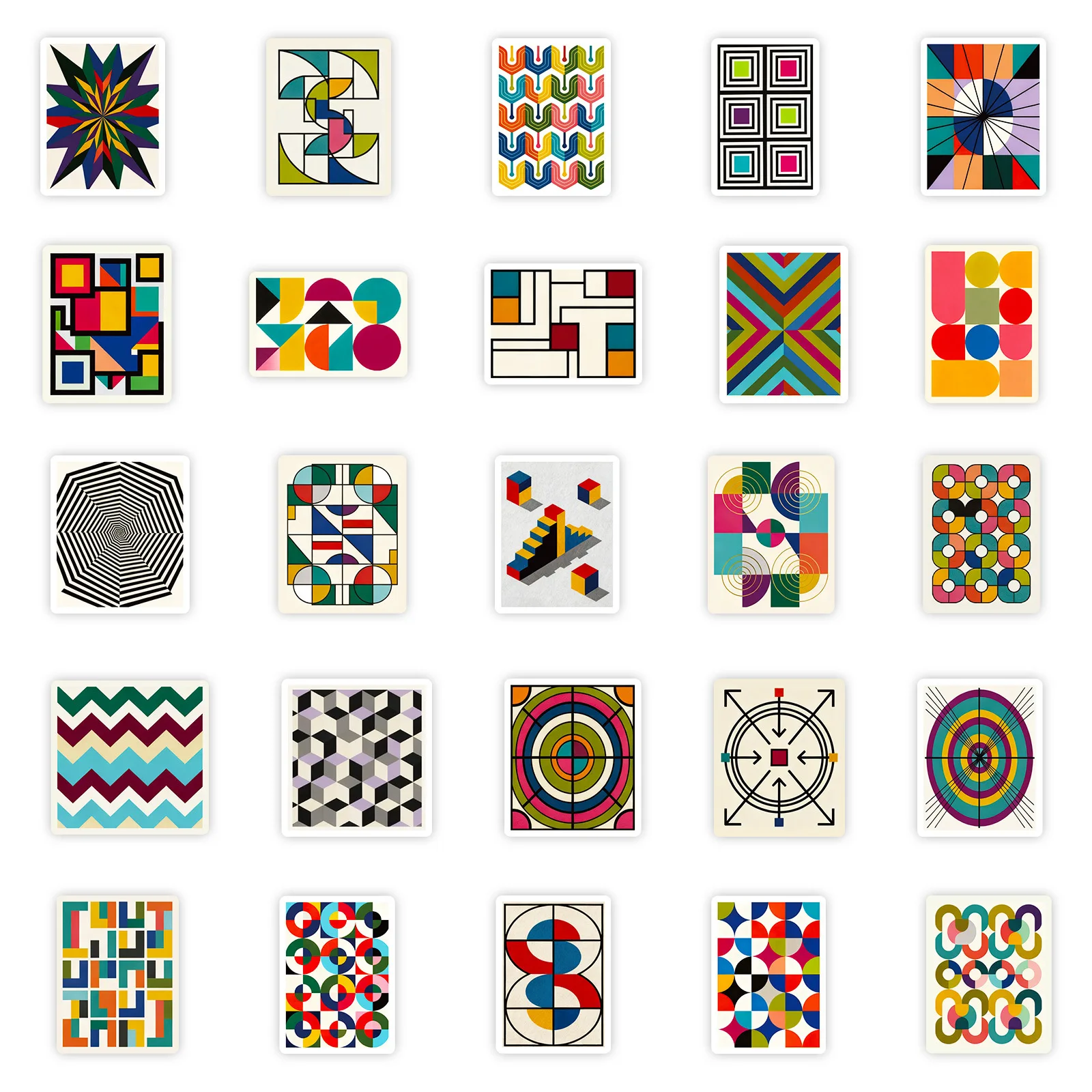 10/56PCS 기하학 그래픽 컬러 스티커 만화 창의력 컬러 시각적 영향 낙서 장식 노트북 기타 전화 데칼