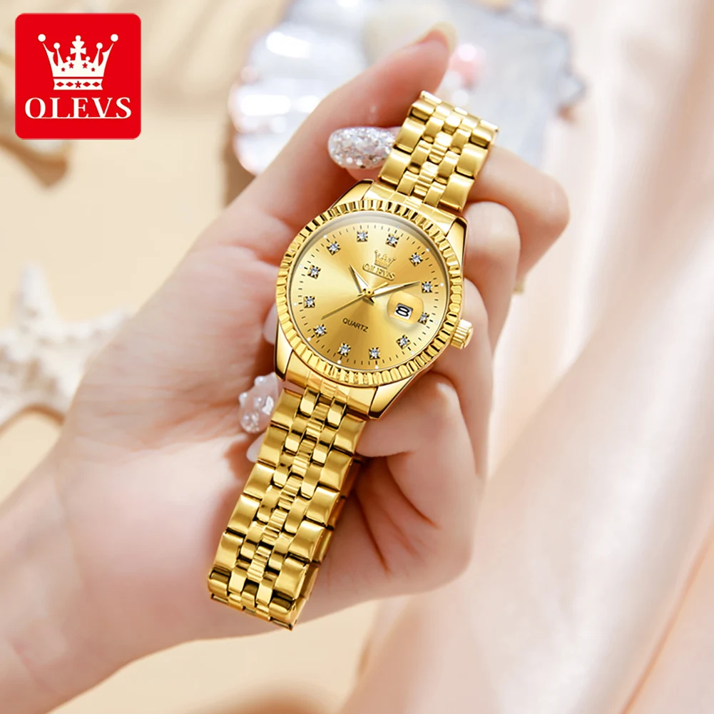 OLEVS 2024 New Gold Watch Women Watches Ladies Creative Steel Women's Bracelet Watches Female Waterproof Clock Relogio Feminino