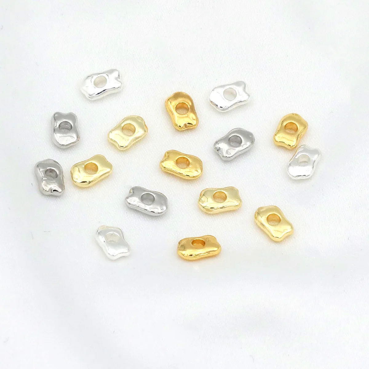18K Gold Plated Irregular Hammered Spacer Beads,Brass Flat Loose Beads, DIY Bracelet Necklace Jewelry Making Findings Supplies