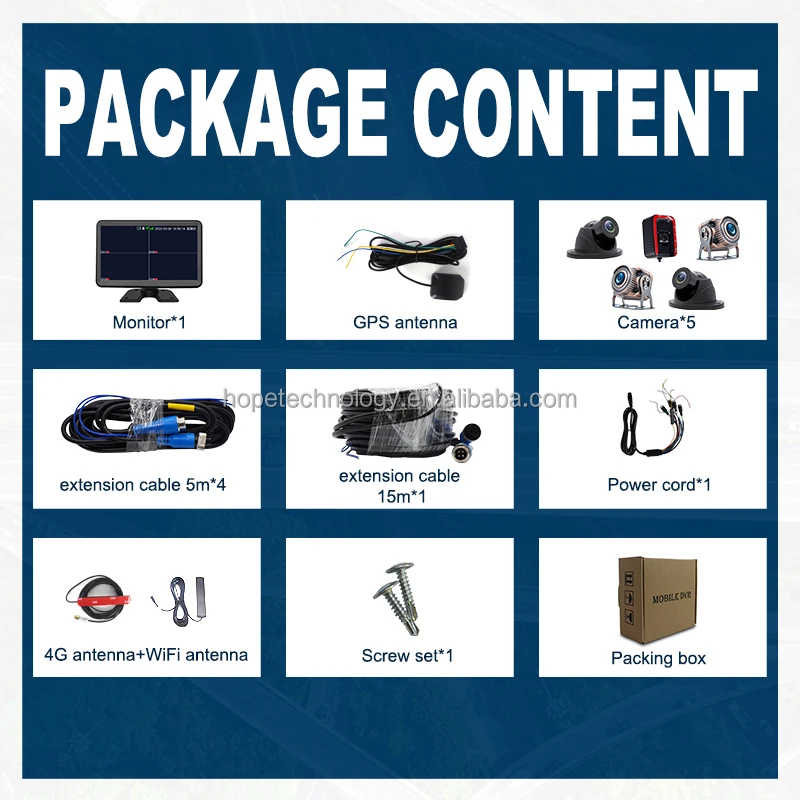 4G 10,1 Polegadas Tela Sensível Ao Toque 1080p AHD Câmera Colorida À Prova D 'Água GPS Loop Gravação 5CH DVR