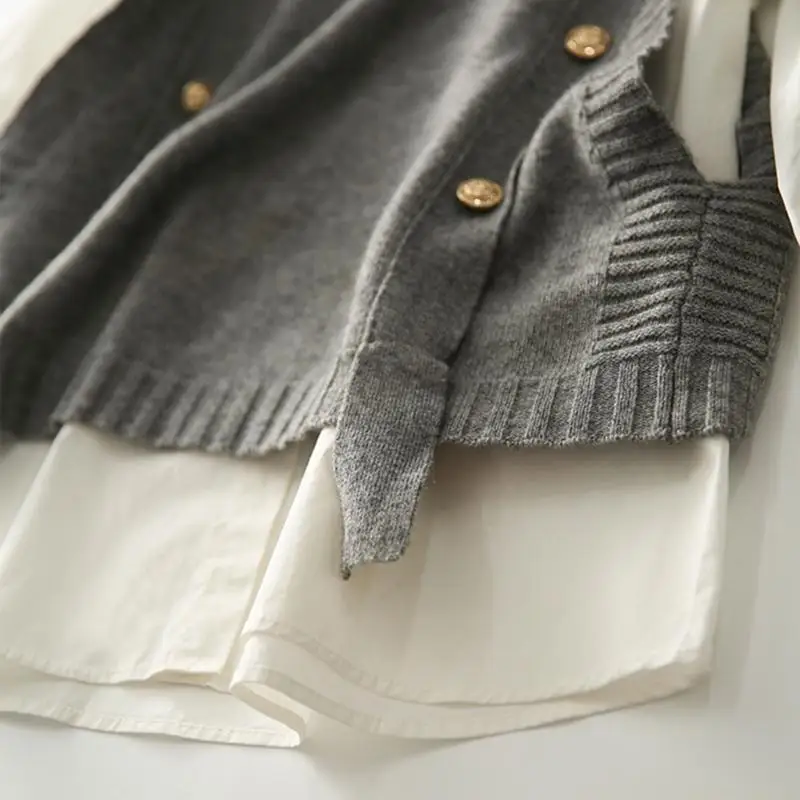 31BF Autumn and Winter Sleeveless Sweater Vest Round Neck Knitted Vest for Women Girl