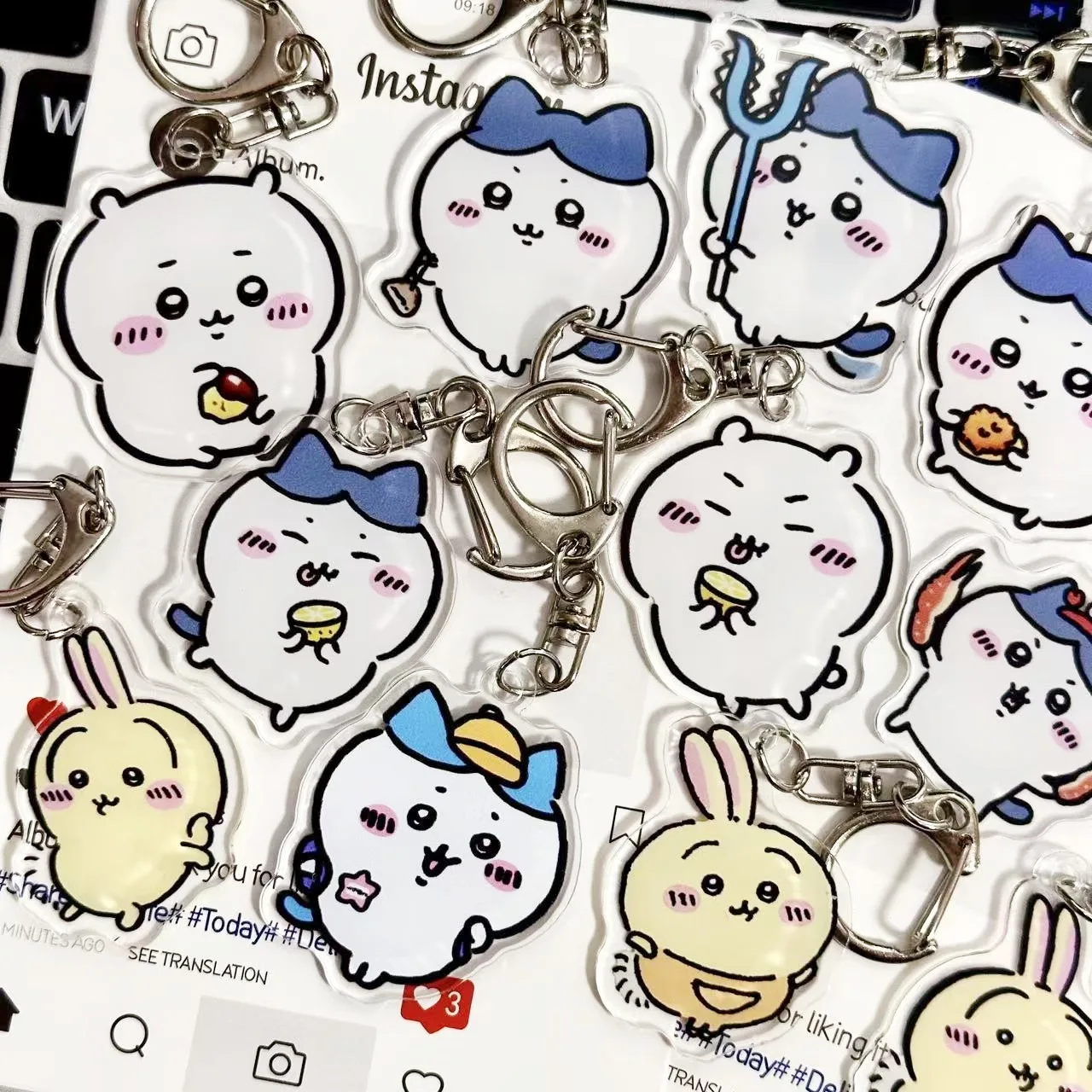 Chiikawa Acrylic Keychain Charms, Cute Anime Character Bag Pendants, Kawaii Popular Small Gift Accessories