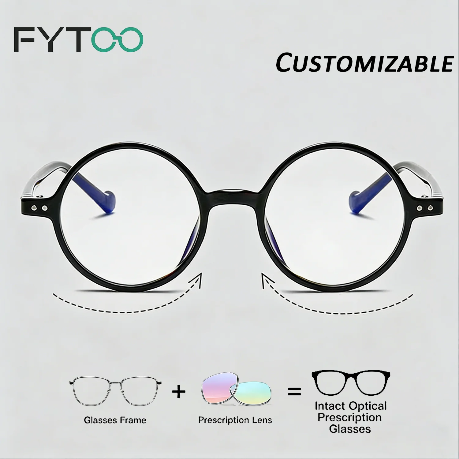 

Vintage Round Eyeglasses Frames Unisex Classic Black Full Rim Retro Optical Eyewear for Men Women, Fit Prescription/Plain Lenses