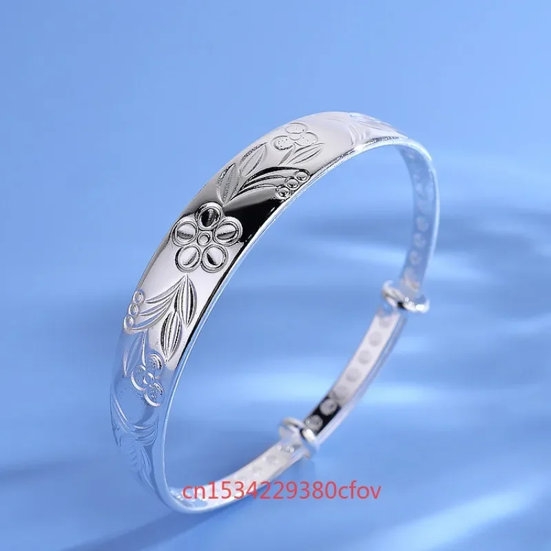 Fashion New S999 Silvering Personality Flower Bracelet Jewelry High Profile Personalized Simple Lucky Gift for Girl