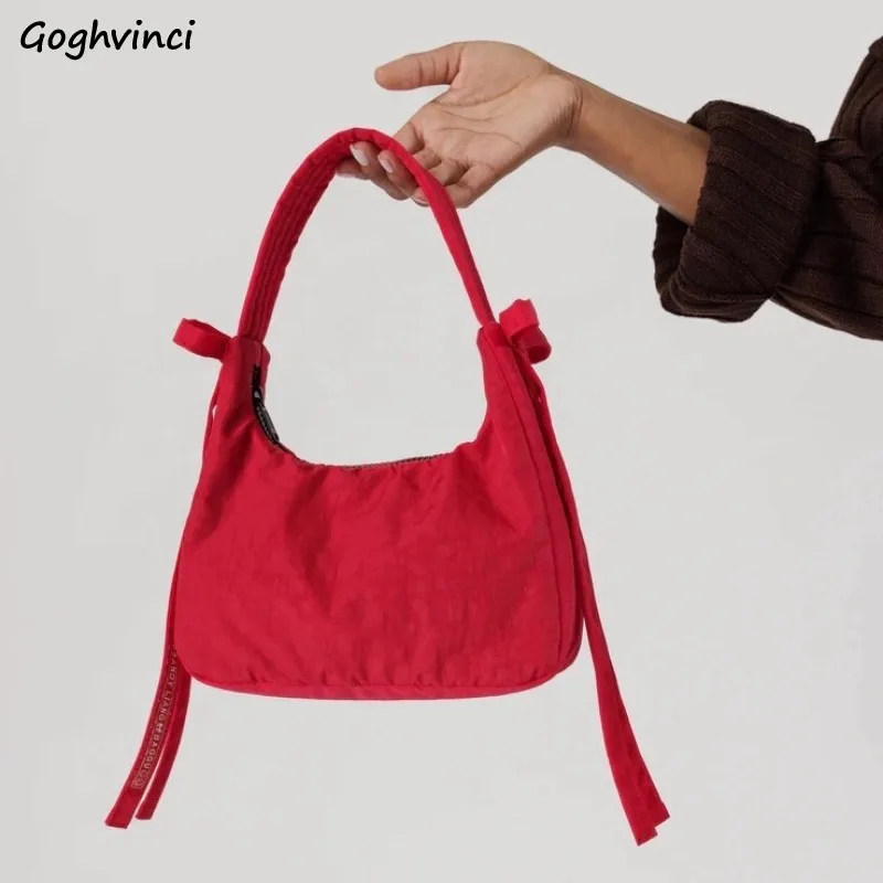 Tote Bags Women Simple Fashion Bow Shoulder Bags All-match Designed Underarm Portable Students Korean Style Trendy Handbags Ins