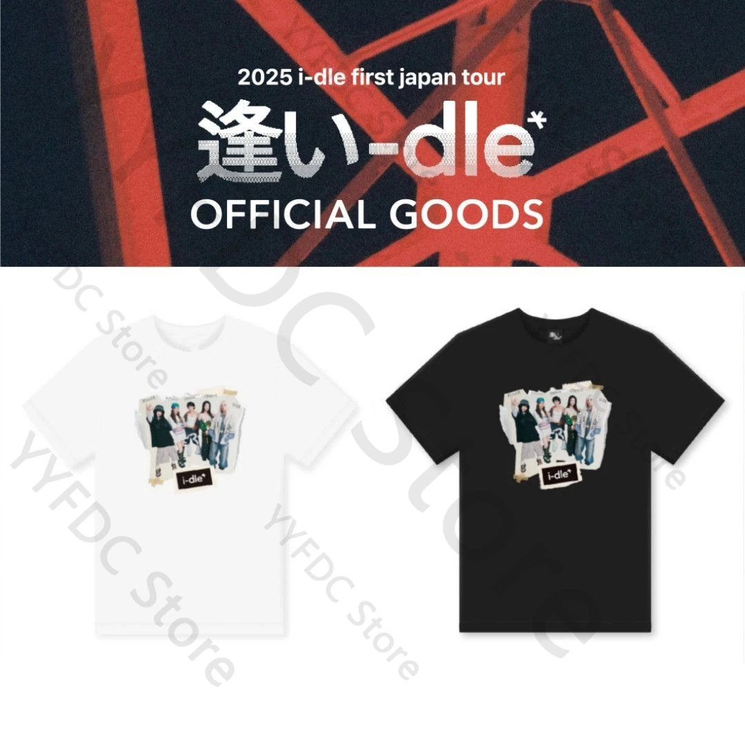 

‌ Футболка GIDLE I-dle First Japan Tour Футболка с принтом Kpop Fans Fashion Street Y2k Idle Print Летние хлопковые футболки с короткими рукавами