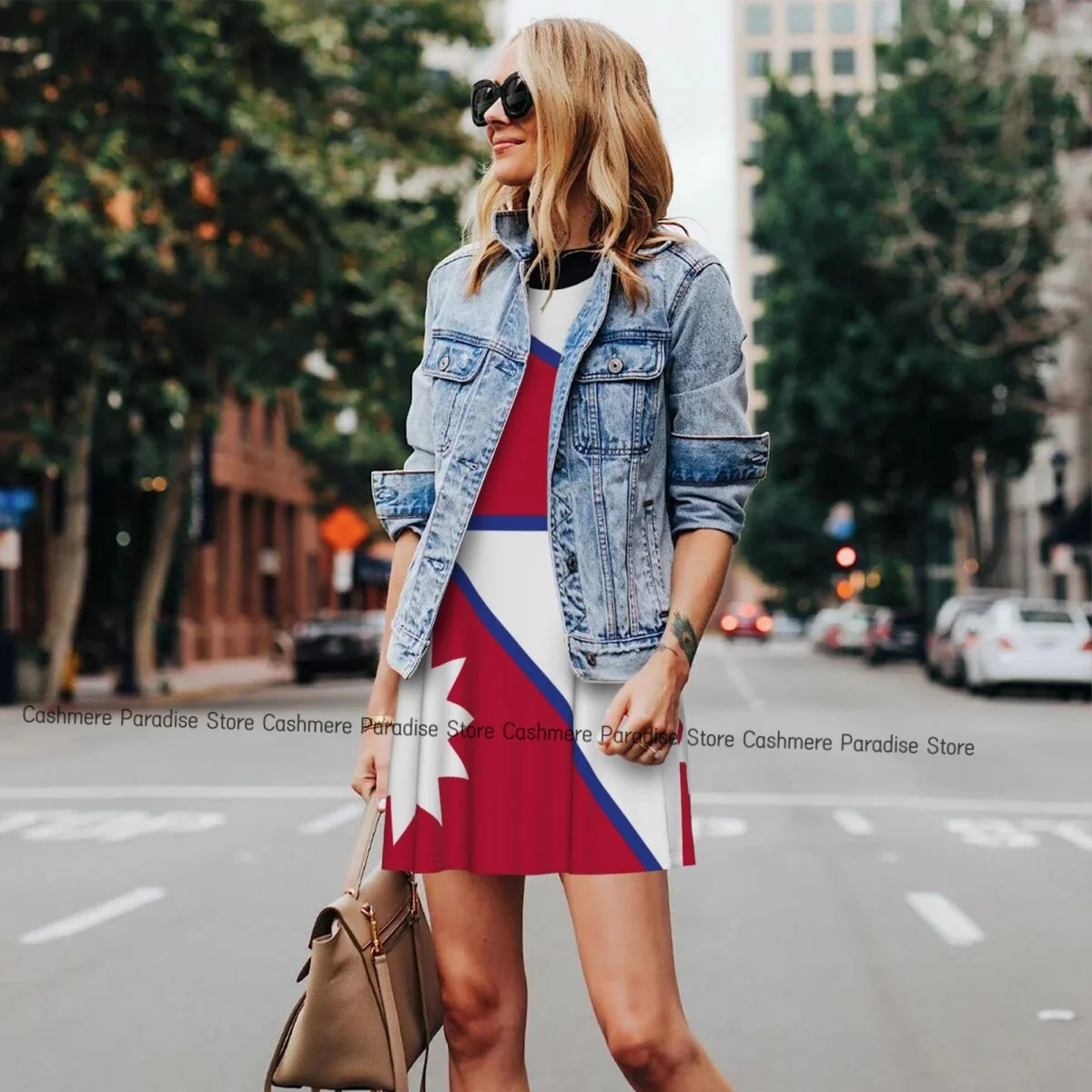 فستان نسائي علم نيبال صيفي كاجوال فساتين تي شيرت لتغطية الشاطئ فستان بدون أكمام #5