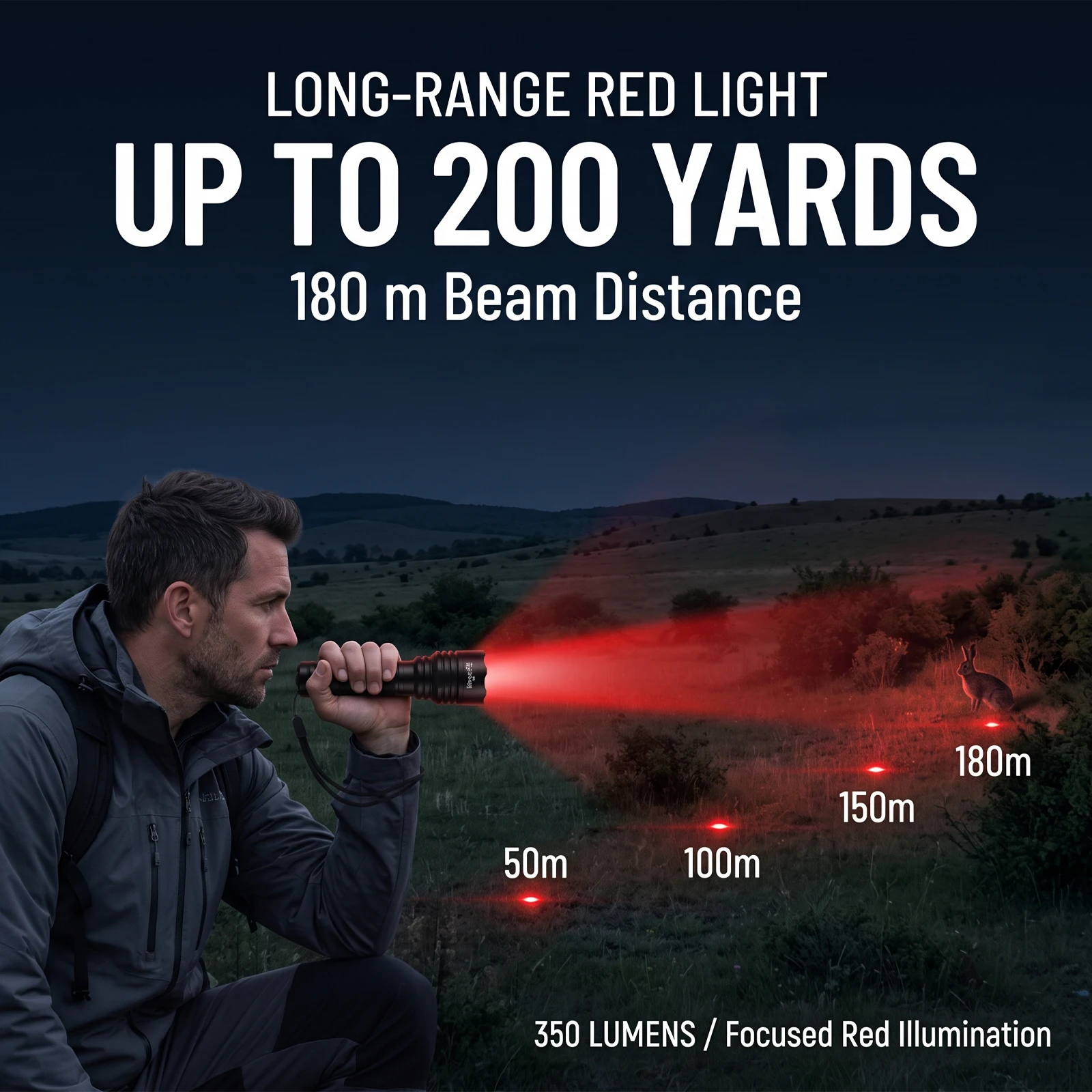 UltraFire C8 적색광 손전등 620nm LED 사냥용 토치 싱글 모드 전술 야간 ... - 3
