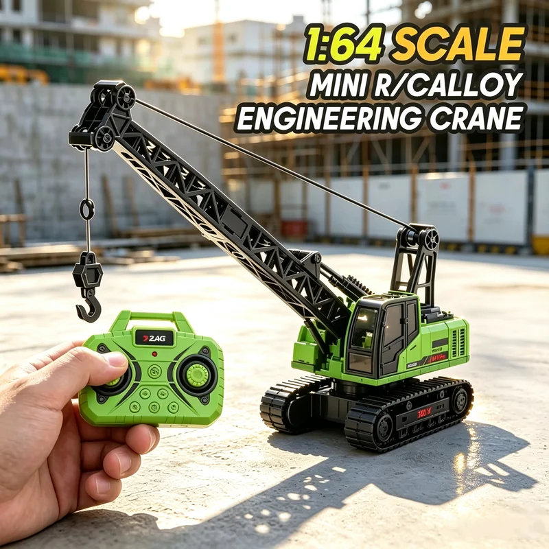 2.4G 1/64 RC Crane 10CH Fiexible Rotation Sound Light Mini Remote Control Alloy Engineering Desk Vehicle Kids Toys Boys Gifts