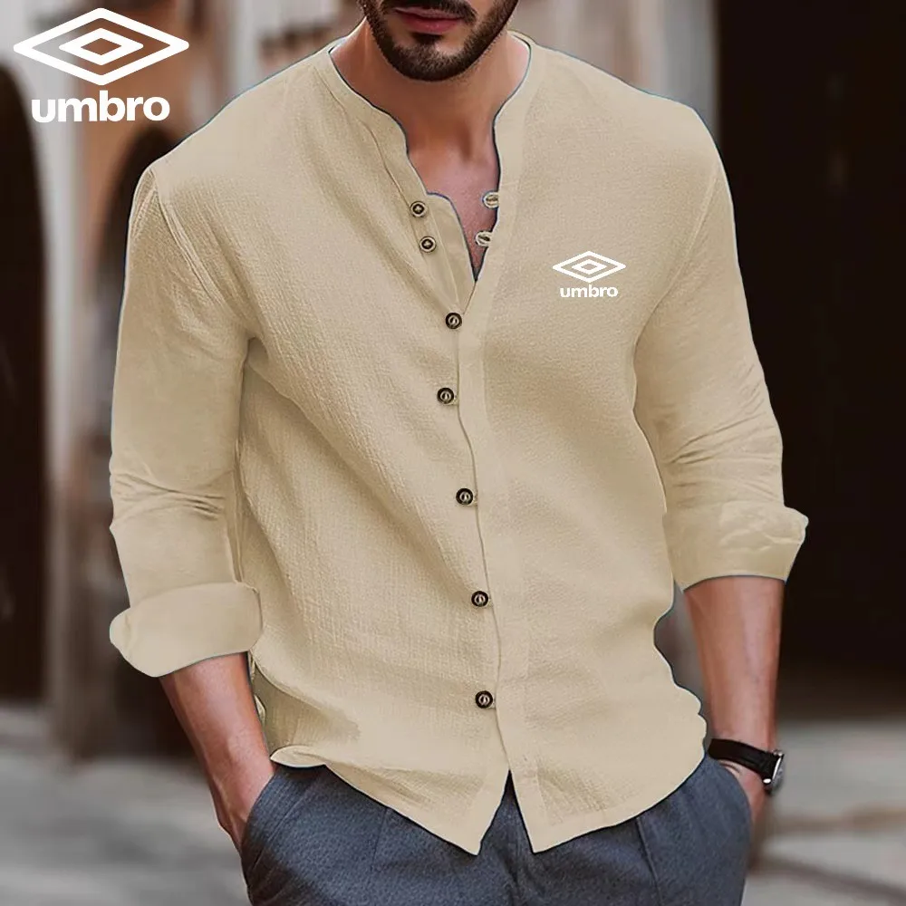 High-quality Men's Spring/summer Long Sleeved 100% Cotton Linen Business Casual Loose Shirts