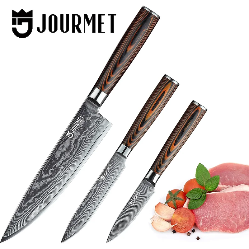 3PCS High-end Damascus Kitchen Knife Set, Gift Boxed, Japan VG10 Stainless Steel Forging, Kitchen Knife in the Artwork