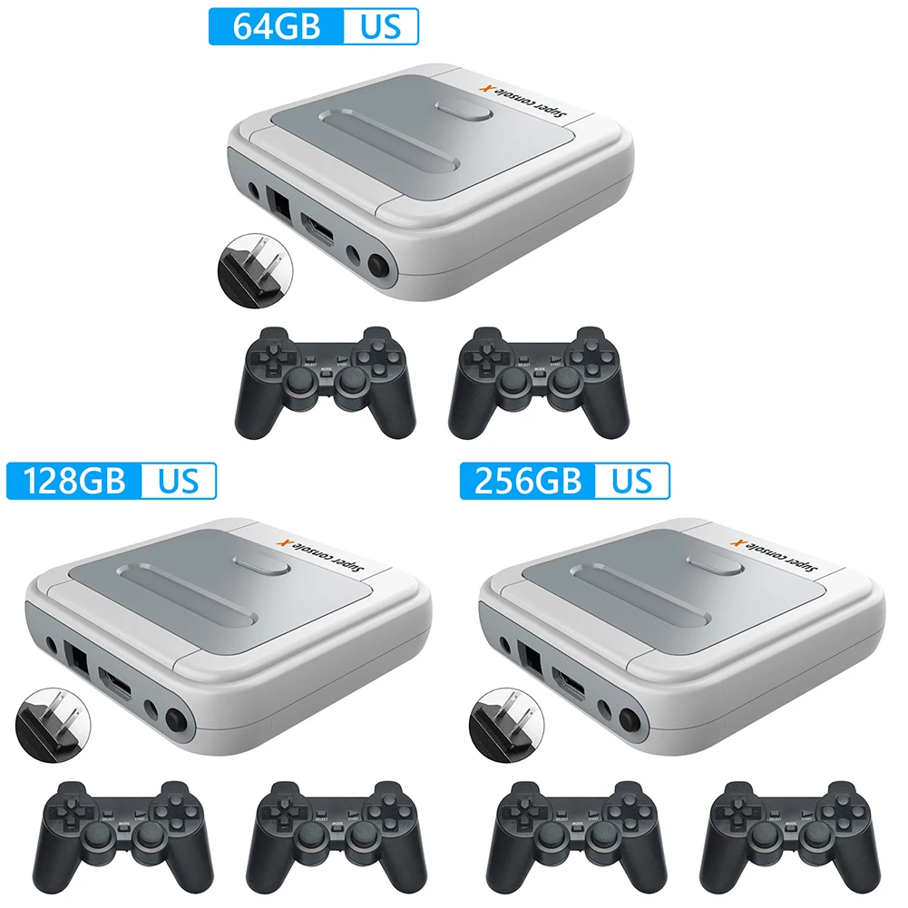 レトロビデオゲームコンソール 65000ゲームゲームボックス内蔵 4K TV HD/AV出力用ワイヤレスゲームコントローラー2個付き