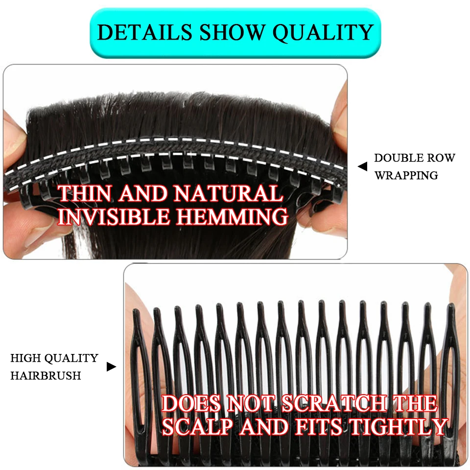 Synthetic Wigs Hair Extension Women Hair PiecesInsert Comb Invisable Hair Pads Clip In False Hair Pieces Thickened Hair Root Pad