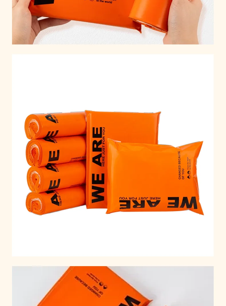 100 Stück orangefarbene Versandtaschen, Kleidungsverpackungstaschen, Versandtaschen, Geschenktüten für Feiertage und Partys, unterstützt individuelles Logo – Detail 6