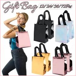 12-72Pcs Wedding Reusable Gift Bags with Handles Non Woven Gift Bag Glossy Grocery Bags for Birthday Easter Ramadan Gift Bags