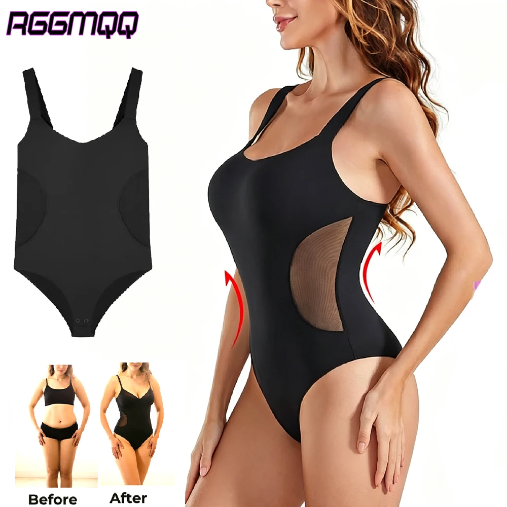 1PCS Women Shapewear Bodysuit, Tummy Control Faja, Backless Slimming Body Shaper, Brief Thong Mid-Thigh Sculpting Underwear