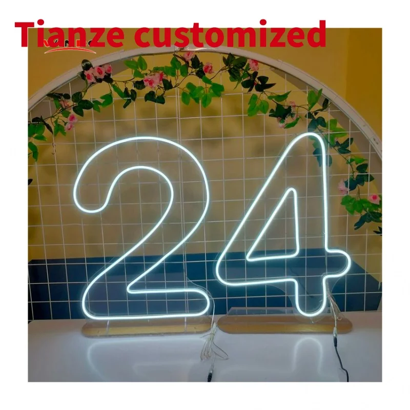 (Customized) hot selling numbers neon light double line RGB LED signs white high 20 inch custom size stand up numbers party