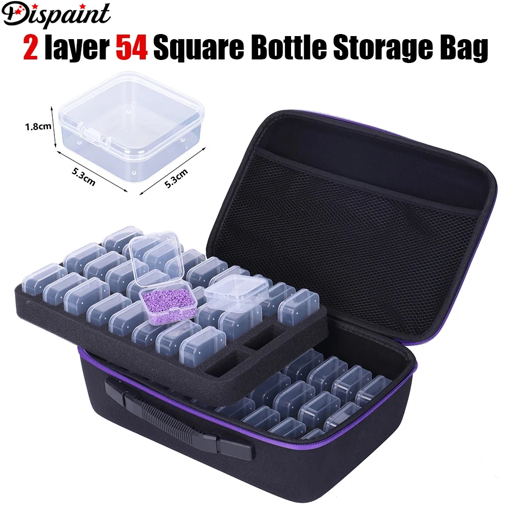 Dispaint 54 Grid 2 Layer Diamond Painting Storage Case Containers Set, Beads Embroidery Accessories - Ideal for DIY Art Enthusia