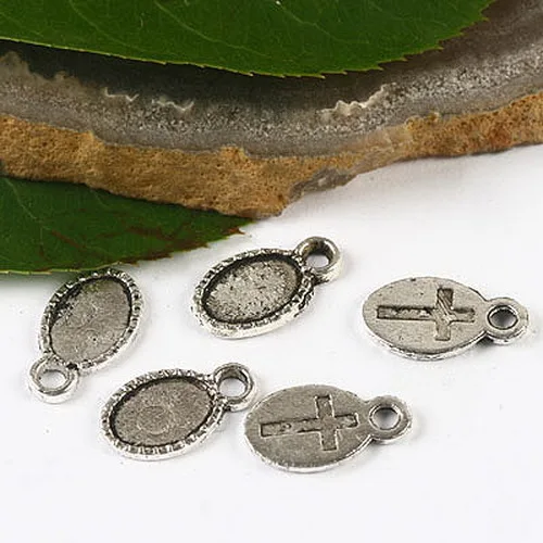 

40pcs 14*8mm Tibetan Silver Tone Oval Cabochon Settings Design H2849 Beads for Jewelry Making