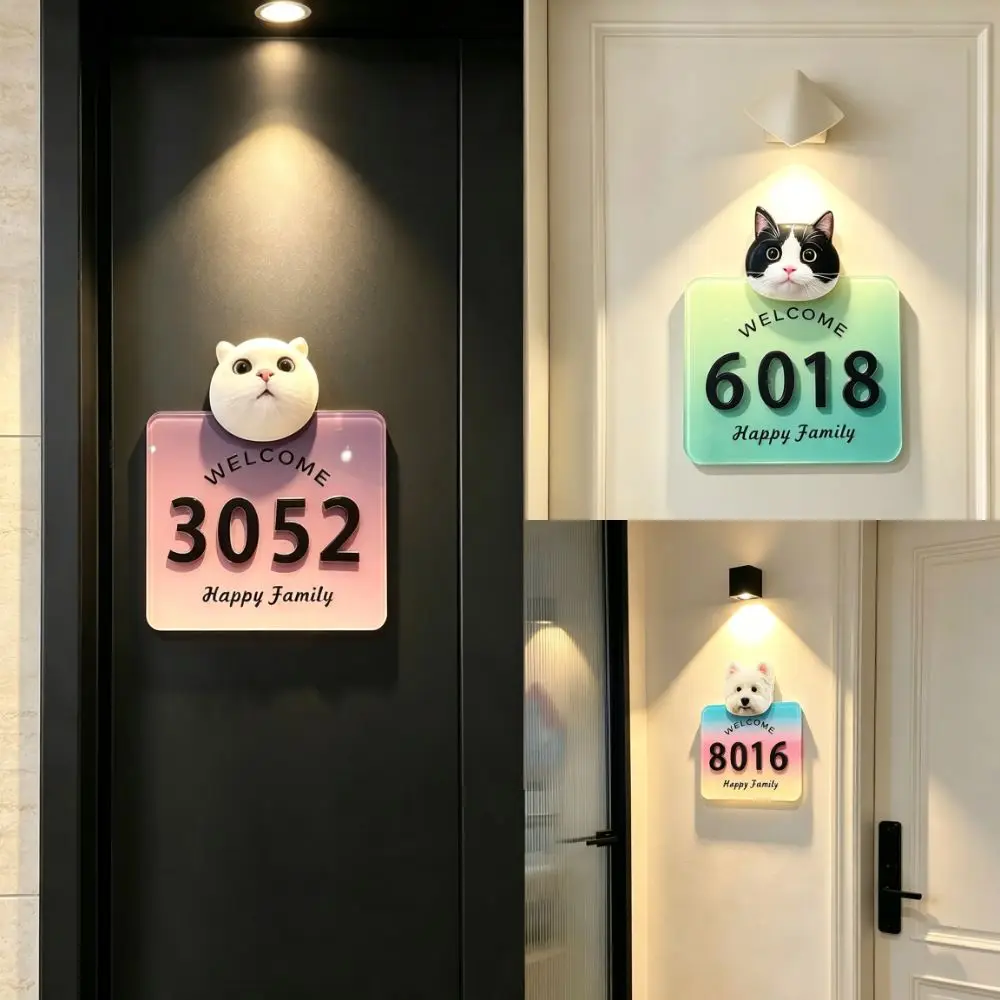 Acrylic Acrylic Number Plate Creativity Dowelless House Number Sticker Cartoon High-definition Entry Door Numbe Home Decoration