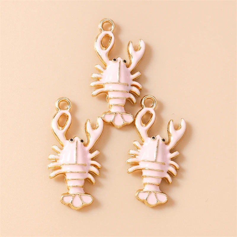 20 Stück 19x25mm Niedliche Meerestier-Anhänger Emaille-Hummel-Charms für Ohrringe Halsketten DIY Handgemachtes Kunsthandwerk Schmuckherstellung – Detail 10